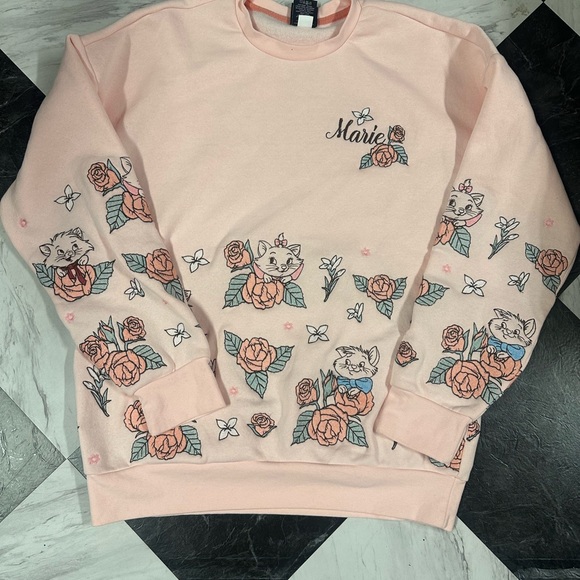 Disney Aristocats Marie Floral Embroidered Crewneck - Picture 1 of 3